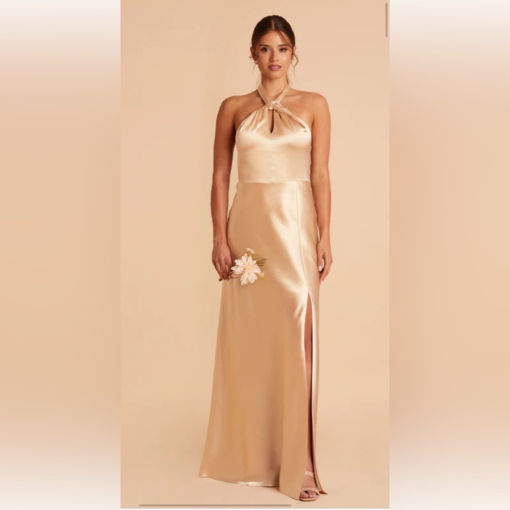 Elegant Gold Halter Neck Dress
